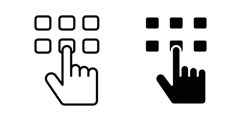 Pin code icon linear versions pack on white background Illustrazione stock