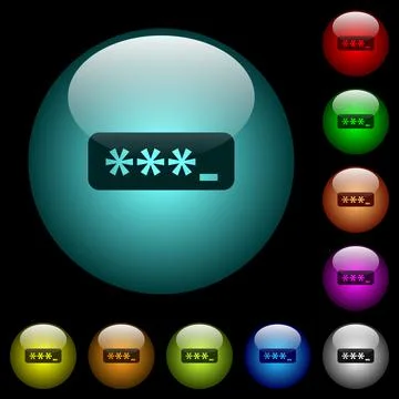PIN code icons in color illuminated glass buttons Stock-Illustration