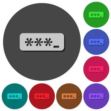 PIN code icons with shadows on round backgrounds Illustrazione stock
