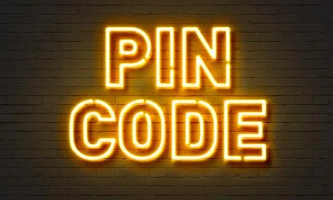 PIN code neon sign on brick wall background. Stock-Illustration