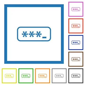 PIN code outline flat framed icons Stock Illustration