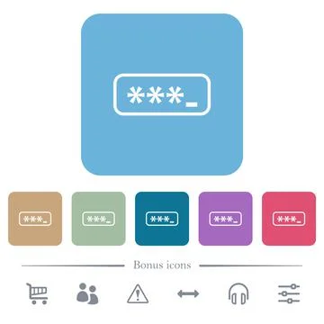 PIN code outline flat icons on color rounded square backgrounds Illustrazione stock
