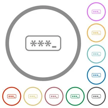 PIN code outline flat icons with outlines Illustrazione stock