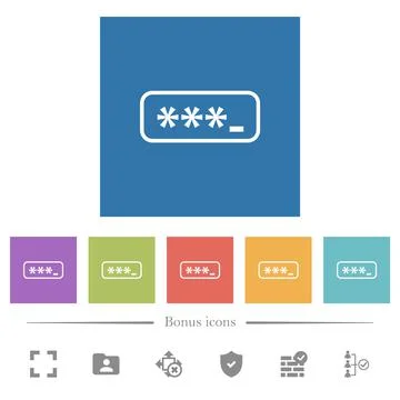 PIN code outline flat white icons in square backgrounds Illustrazione stock