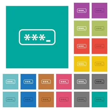 PIN code outline square flat multi colored icons Stock Illustration