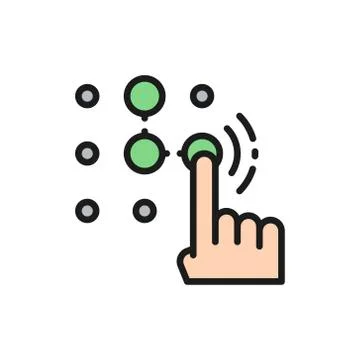 Pin code, password and unlock, identification flat color line icon. Illustrazione stock