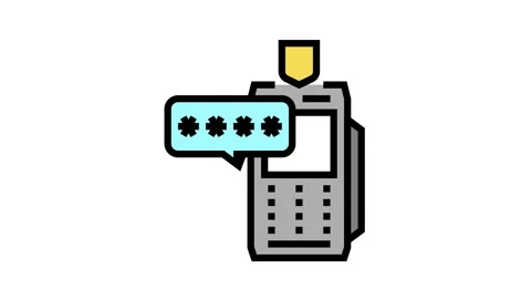 Pin code for pay pos terminal color icon animation Stock Footage 163789260