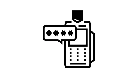 Pin code for pay pos terminal line icon animation Stock Footage 163799269