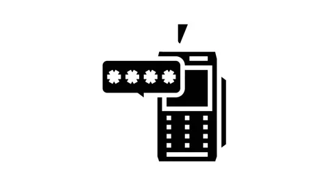 Pin code for pay pos terminal glyph icon animation Stock Footage 163808979