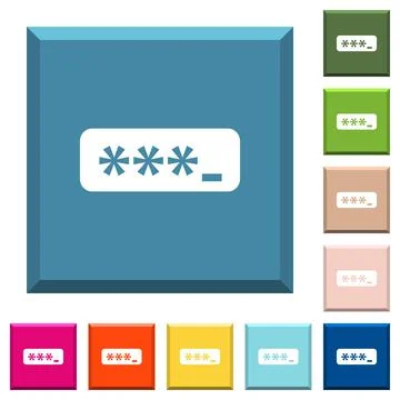 PIN code white icons on edged square buttons Stock-Illustration