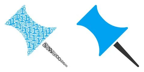 Pin Collage of Binary Digits Illustrazione stock