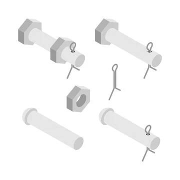 Pin with cotter pin set. Rigging connection Stock Illustration