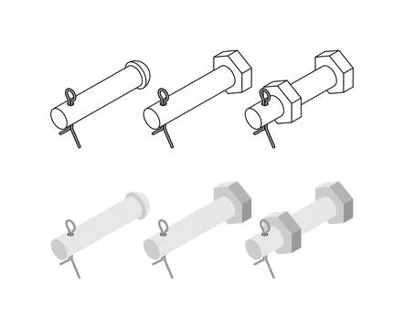 Pin with cotter pin set. Rigging connection Stock Illustration