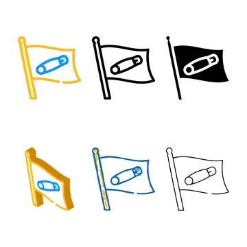 Pin flag color forms icon vector Illustrazione stock