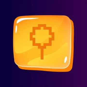 Pin glossy ui button with pixelated icon Stock Illustration