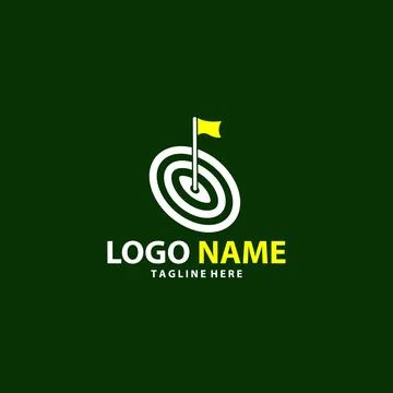 Pin golf template logo design Stock Illustration