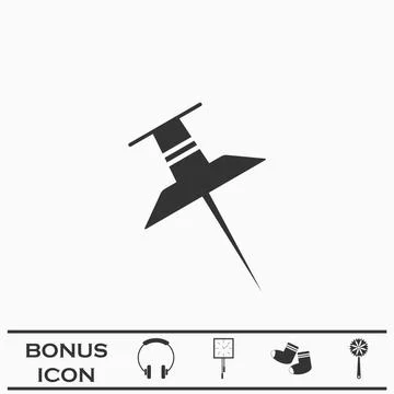 Pin icon flat. Stock Illustration