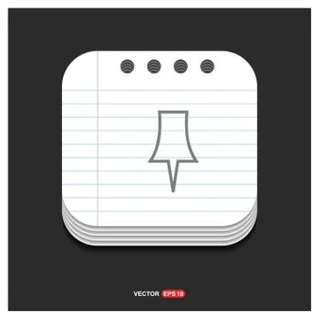 Pin icon Gray icon on Notepad Style template Vector EPS 10 Free Icon Stock Illustration