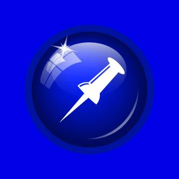 Pin icon. Internet button on blue background. . Stock Illustration