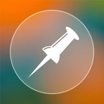 Pin icon. Internet button on colored  background.. Stock Illustration