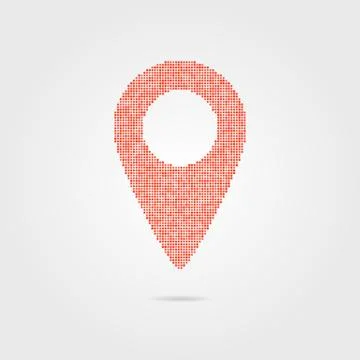 Pin icon from red points with shadow Stock Illustration