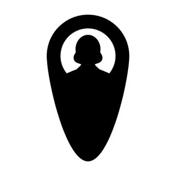 Pin icon vector female user person profile avatar with location map marker Stock Illustration