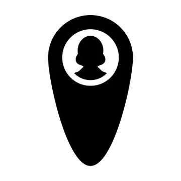 Pin icon vector female user person profile avatar with location map marker Illustrazione stock