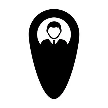 Pin icon vector male user person profile avatar with location map marker symbol Illustrazione stock