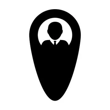 Pin icon vector male user person profile avatar with location map marker symbol Stock Illustration