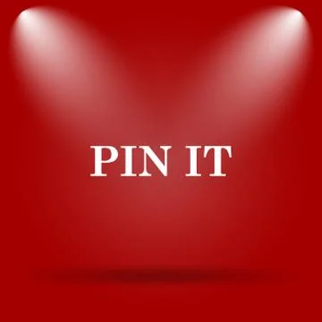 Pin it icon. Flat icon on red background.. Stock Illustration