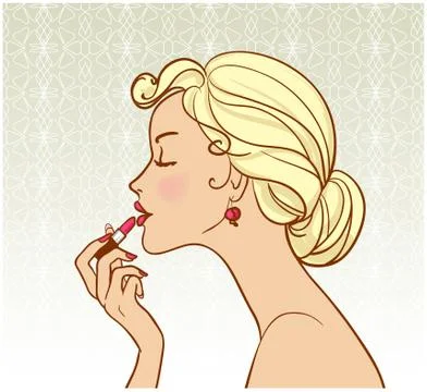 Pin-up with lipstick Stock Illustration