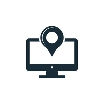Pin Location and Screen Icon Design Template Elements Stock Illustration