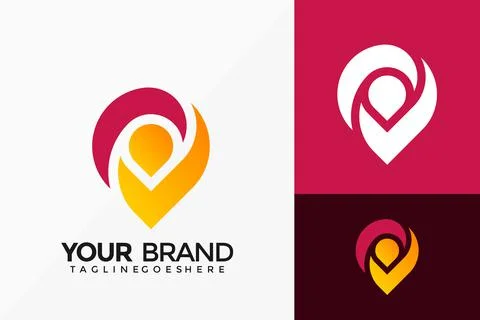 Pin Location Creative Logo Vector Design. Abstract emblem, designs concept, l Stock Illustration