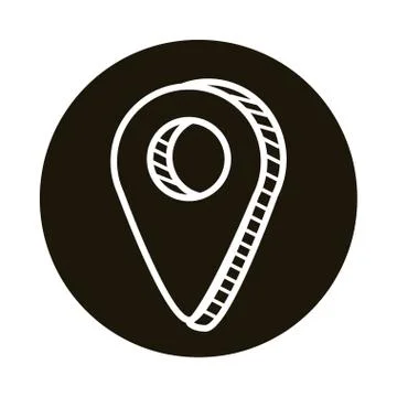 Pin location doodle block style icon Stock Illustration