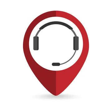 Pin location with headphone. Vector illustration. Stock Illustration