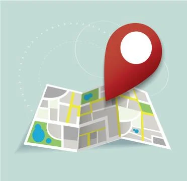 Pin location icon and map vector, the concept of travel Illustrazione stock