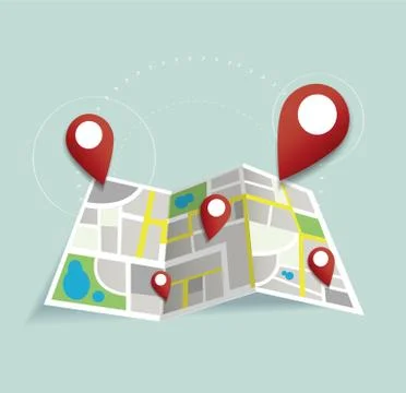 Pin location icon and map vector, the concept of travel Stock Illustration
