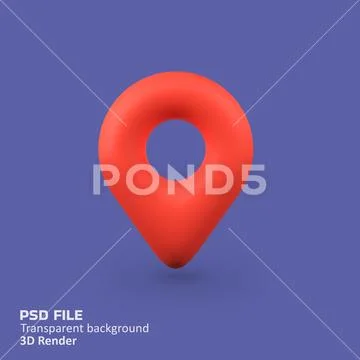Pin location isolated 3d render icon illustration PSD Template