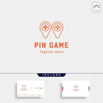 Pin location logo design template concept controller Stock Illustration