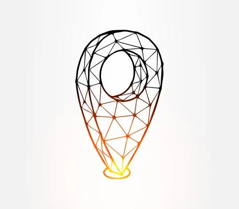 Pin location low poly illustration on white background Stock Illustration