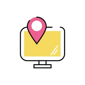 Pin location mark in computer Stock Illustration