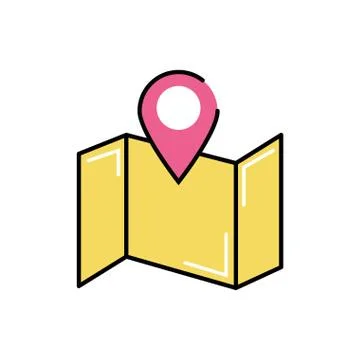 Pin location mark in paper map Illustrazione stock