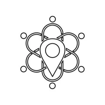 Pin location people Commitment Teamwork Together Outline Logo Stock-Illustration