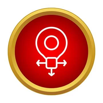 Pin location sharing arrows icon in a red circle Stockillustratie