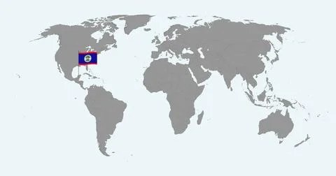 Pin map with Belize flag on world map. Vector illustration. Stock Illustration