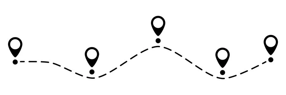 Pin map dotted line Stock Illustration