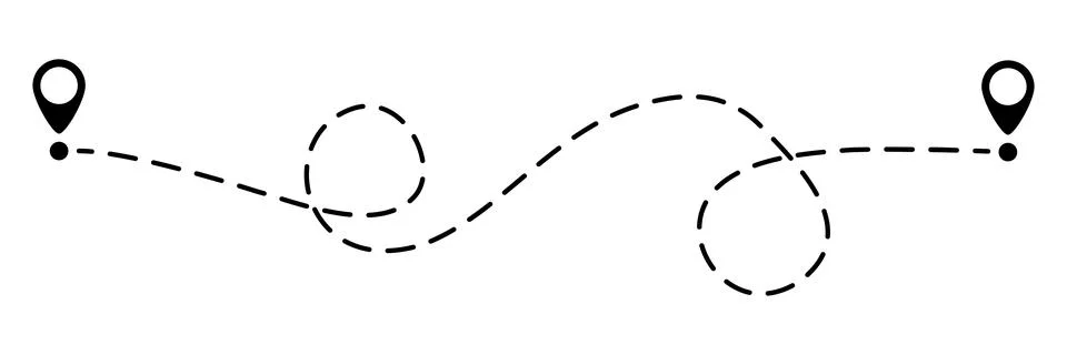 Pin map dotted line Stock Illustration