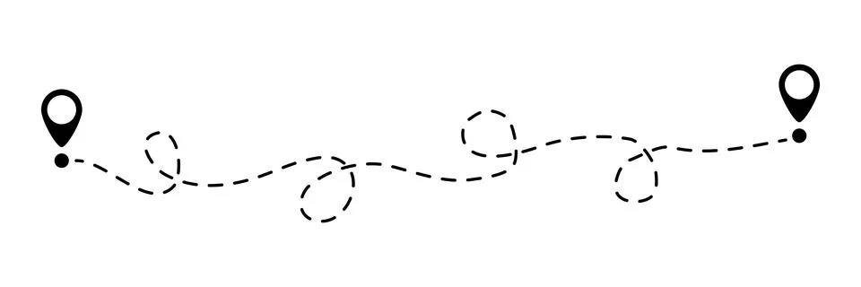 Pin map dotted line Illustrazione stock