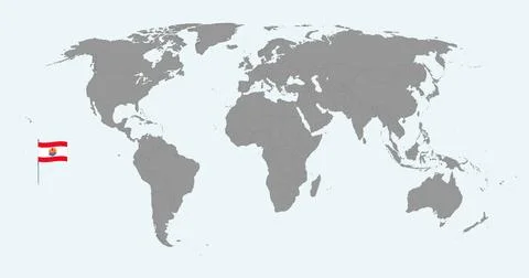 Pin map with French Polynesia flag on world map. Vector illustration. Stock Illustration