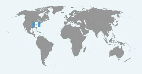 Pin map with Guatemala flag on world map. Vector illustration. Stock Illustration